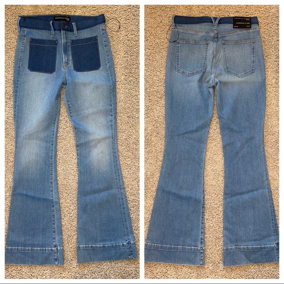 Veronica Beard Florence Flare Leg Jean Wash Juno Color Blocked Size 31/12 Long